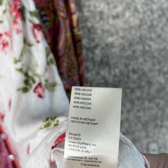 Free People Shirt Womens Extra Small Pink White Boho Patchwork Floral Paisley - Picture 5 of 6